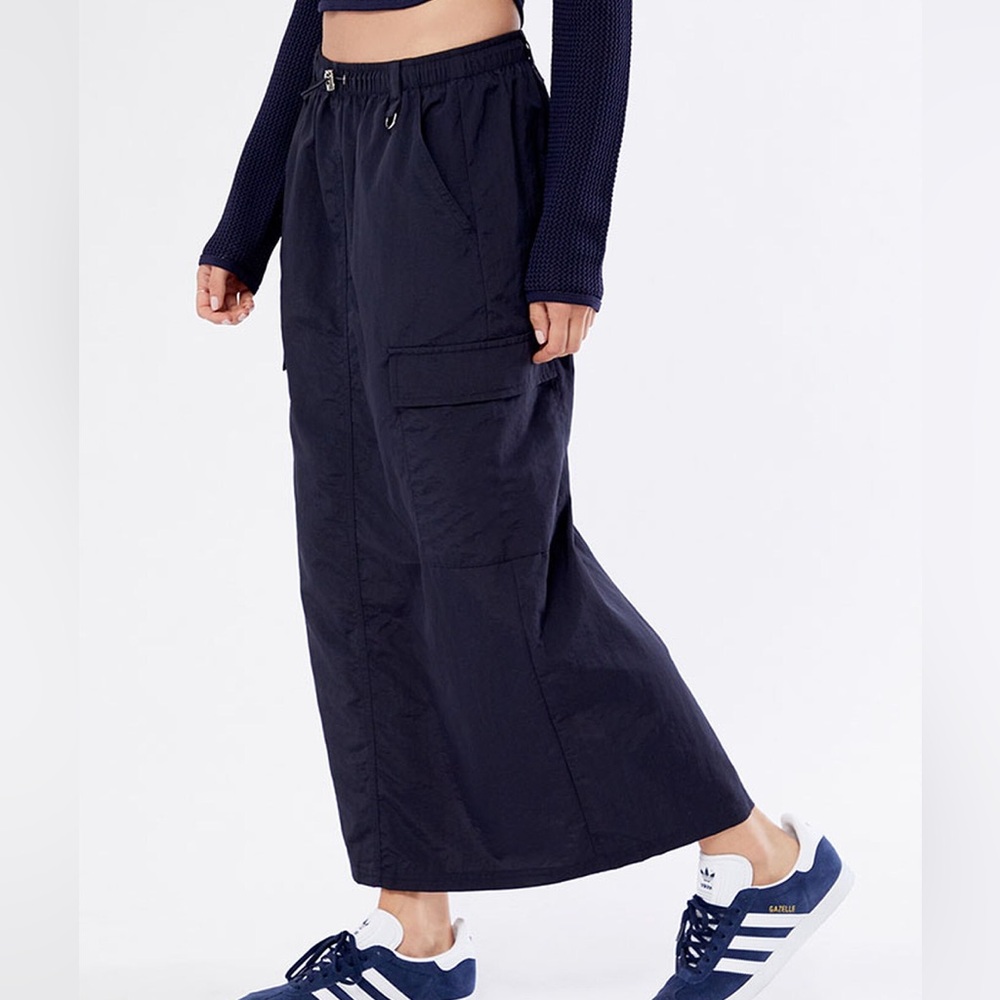 PacSun Navy Black Maxi Cargo Skirt with Slit